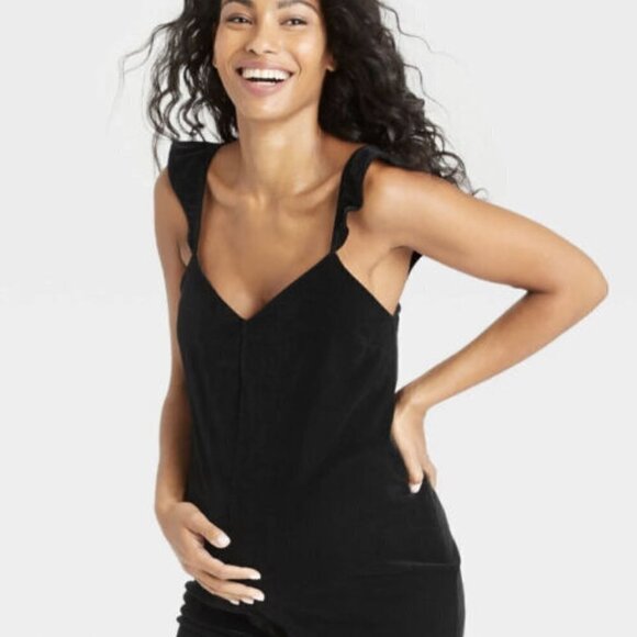 The Nines X Hatch Women’s Velvet Maternity Jumpsuit Black Size XL - Picture 1 of 10